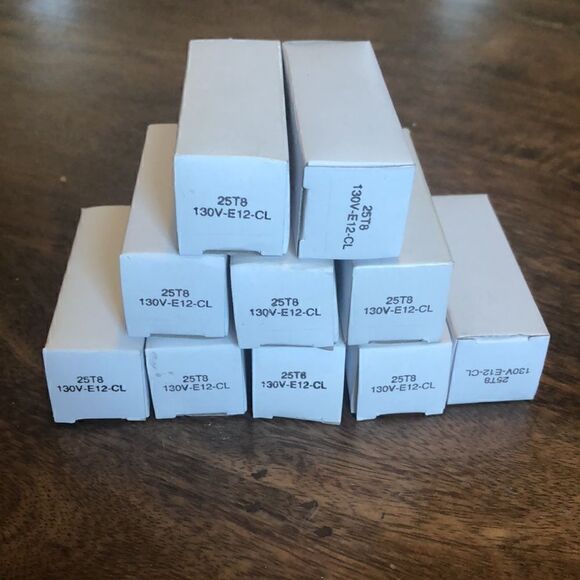 25 Watt - Clear - Incandescent T8 Light Bulb Candelabra Brass Base, 10 bulbs - Picture 3 of 3